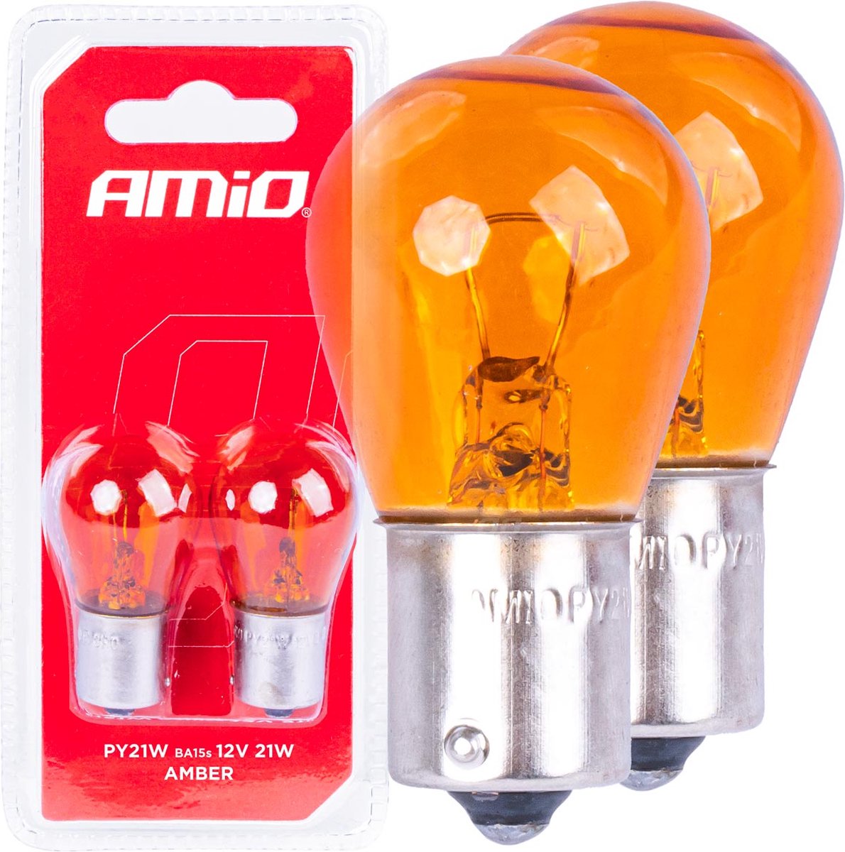 AMiO Halogeenlampen PY21W BA15S 12V Amber – Set van 2 Krachtige Signaalverlichting