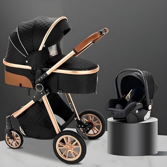 Kinderwagen 3-in-1 – Luxe kinderwagen - Buggy – Wandelwagen - Multifunctioneel – opklapbaar – Incl. autostoel – Zwart