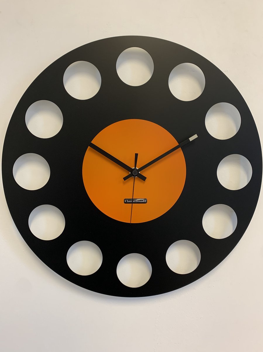 ChantalBrandO Wandklok MARAVAL Black & Orange XL Modern Design