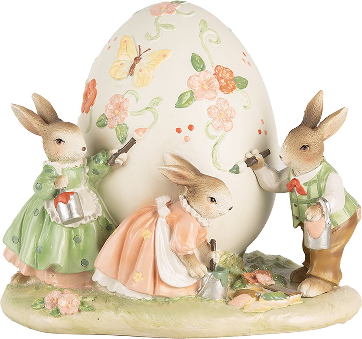 Decoratie Beeld Konijnen 22x17x18 cm Beige Kunststof