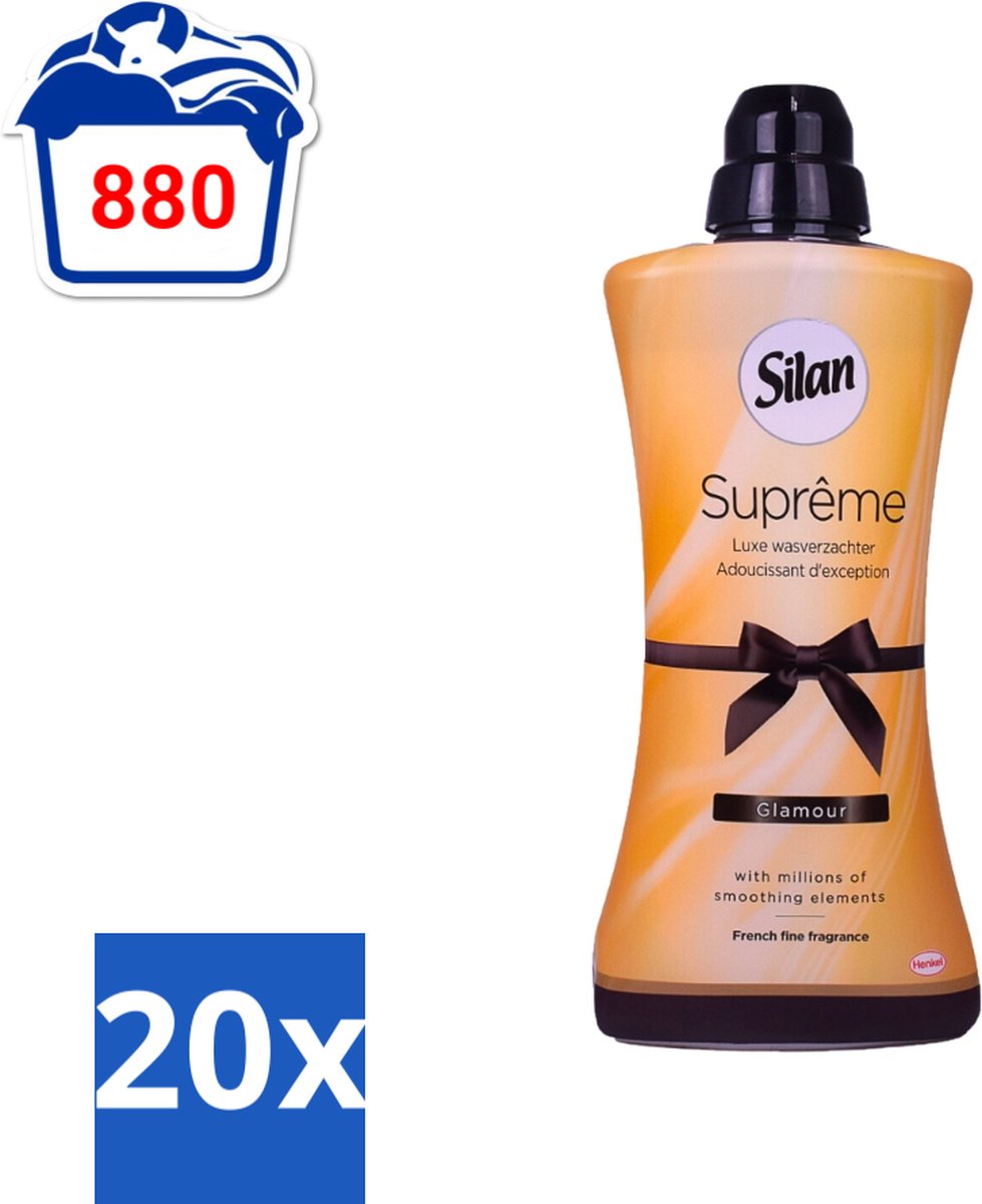 20 x Silan Suprême - Wasverzachter - Glamour - 44 Wasbeurten - 1.2L - Wasverzachter - Wasgoed Verzachter - Luxe Wasverzachter - Fris Wasgoed - Zijdezacht Wasgoed