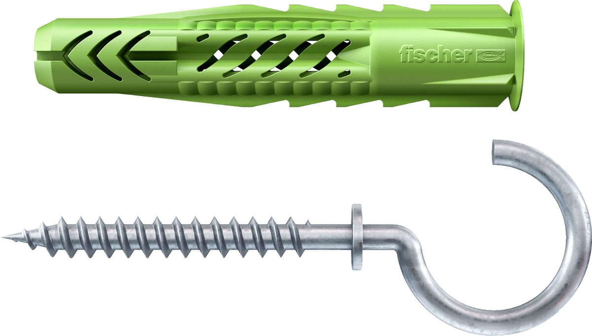 Fischer plug UX Green met ronde haak Ø 10x60 - Max 22 kg - 2 stuks