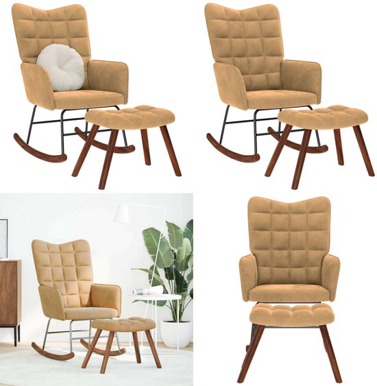 Outdoor schommelstoel met kruk, schommelstoel met bekleding, schommelstoel voor woonkamer, comfortabele grote relaxstoel, belastbaar tot 150 kg, voor tuin, terras, balkon (wit