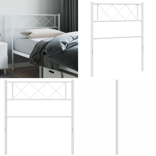 Bedframe met hoofdbord metaal wit 120x200 cm | -nl