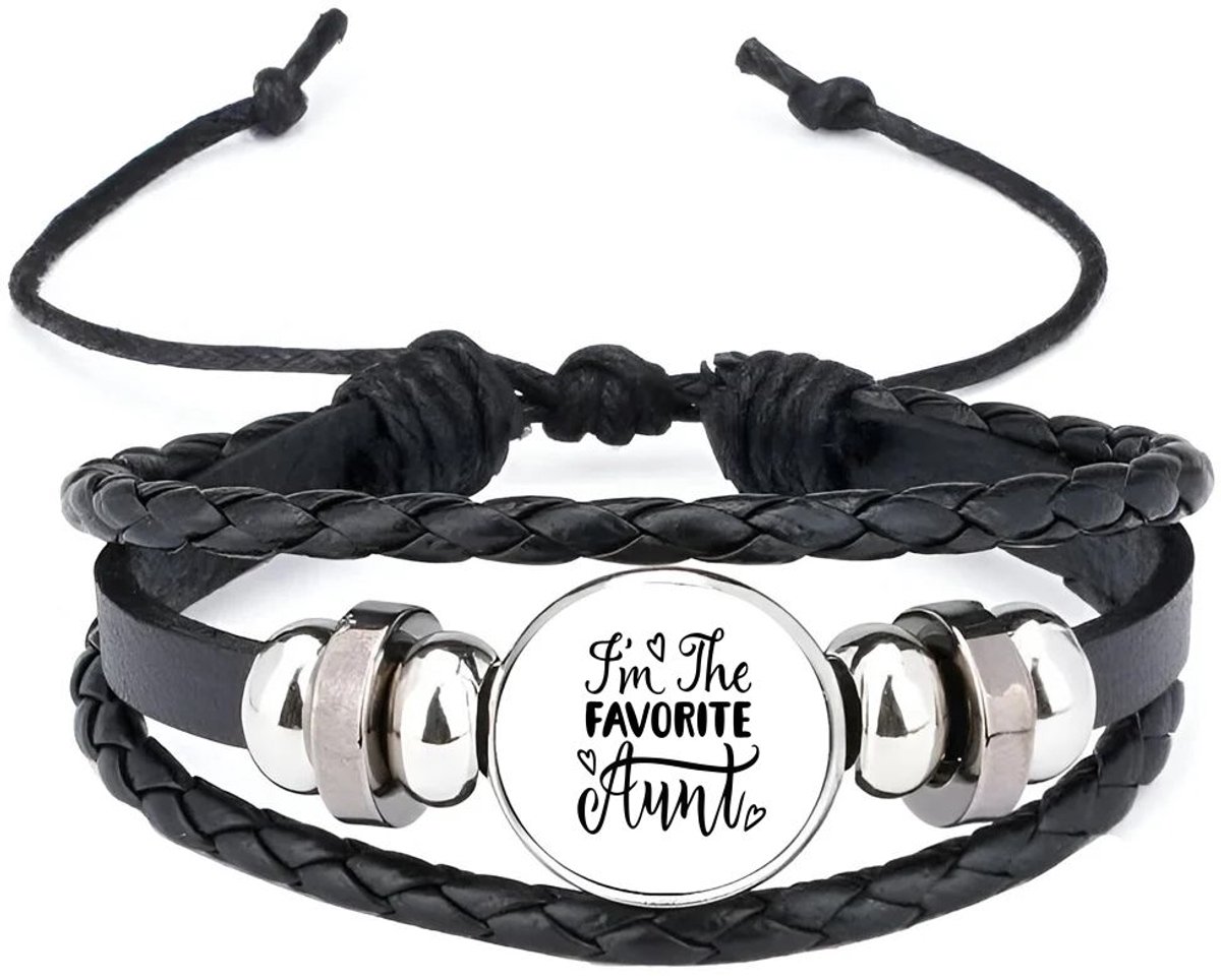Akyol - favoriete tante armband zwart - Tante - uw tante - liefste tante - verjaardag - cadeau - kado - bedankje