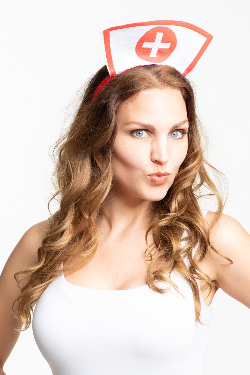 Partychimp Voordeelverpakking 6 pack Verpleegster Diadeem Zuster Diadeem Carnaval Accessoires voor bij Carnavalskleding Dames Carnavalskleding Heren Verkleedkleren Volwassenen – Rood/Wit- 6 pack