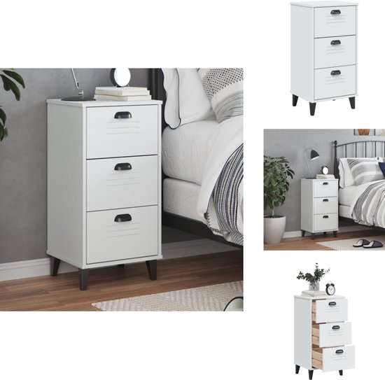 vidaXL Nachtkastje met 3 lades 39x35x65 cm betongrijs