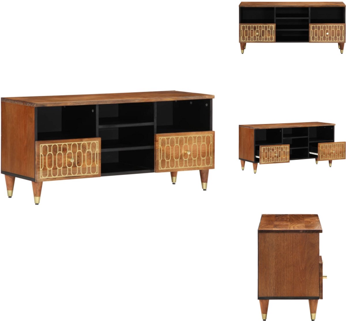 vidaXL Tv-meubel - Tv-meubelen - Tv Kast - Opbergkast - Tv-meubel 100x33x46 cm massief mangohout