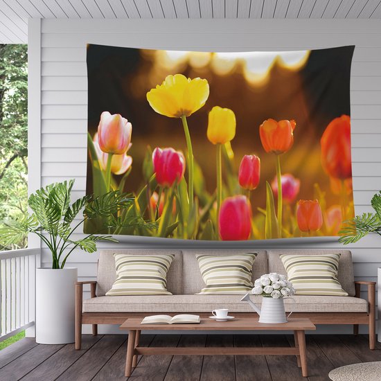 Ulticool - Tulipes Fleurs Nature - Affiche Tapisserie - 200x150 cm - Groot tapisserie - Affiche Jardin Tapisserie