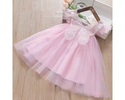 Luxe Jurk voor Meisjes - Maat: 80/86 - Kleur: Roze - Vlinder Jurk - Hoge Kwaliteit - Babykleding - Jurk voor Baby Meisjes - Chique Jurk - Verjaardag Jurk / Feest Jurk / Zomer Jurk - Baby Dress - Birthday Dress - Schattig & Comfortabel