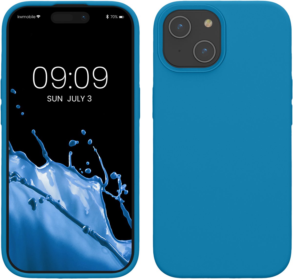 kwmobile Case voor iPhone 15 - Slank TPU-Hoesje met Zachte Afwerking - In Caribisch blauw