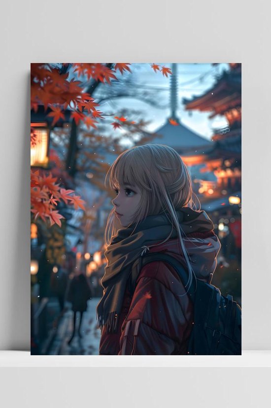 Affiche d' Anime - Automne - Nature - Japonais - Art - Oriental - Format 50x70cm - 3860MT - Plaque en aluminium DIBOND 3mm - Plaque murale en métal
