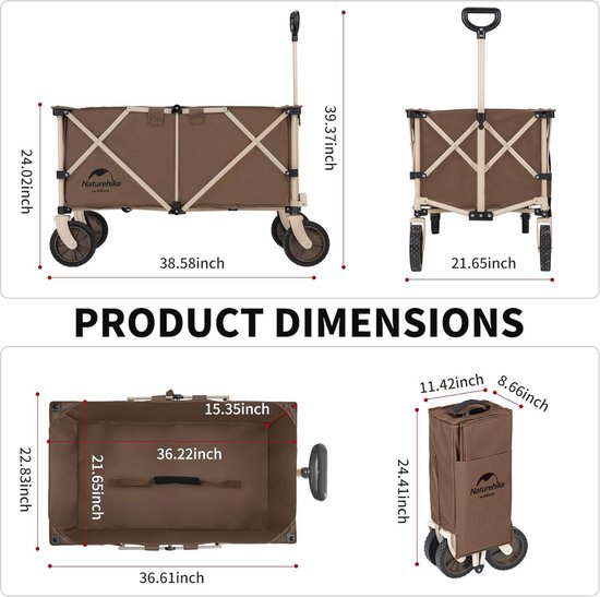 Opvouwbare Utility Wagon 280L - Ideaal voor Camping, Tuin, Sport en Winkelen van Lifetime Garden — afbeelding 3
