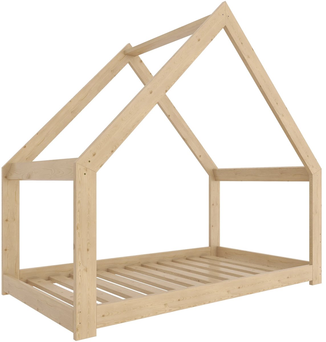 Need Sleep - Montessori Kinderbed Huisbed Peuterbed - Naturel Hout - 90x200 cm - symmetrisch