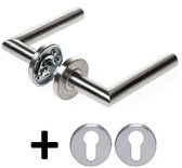 D4E DEURKRUK OP ROZET (EXCL. PC) RVS304 L-90GR DESIGN