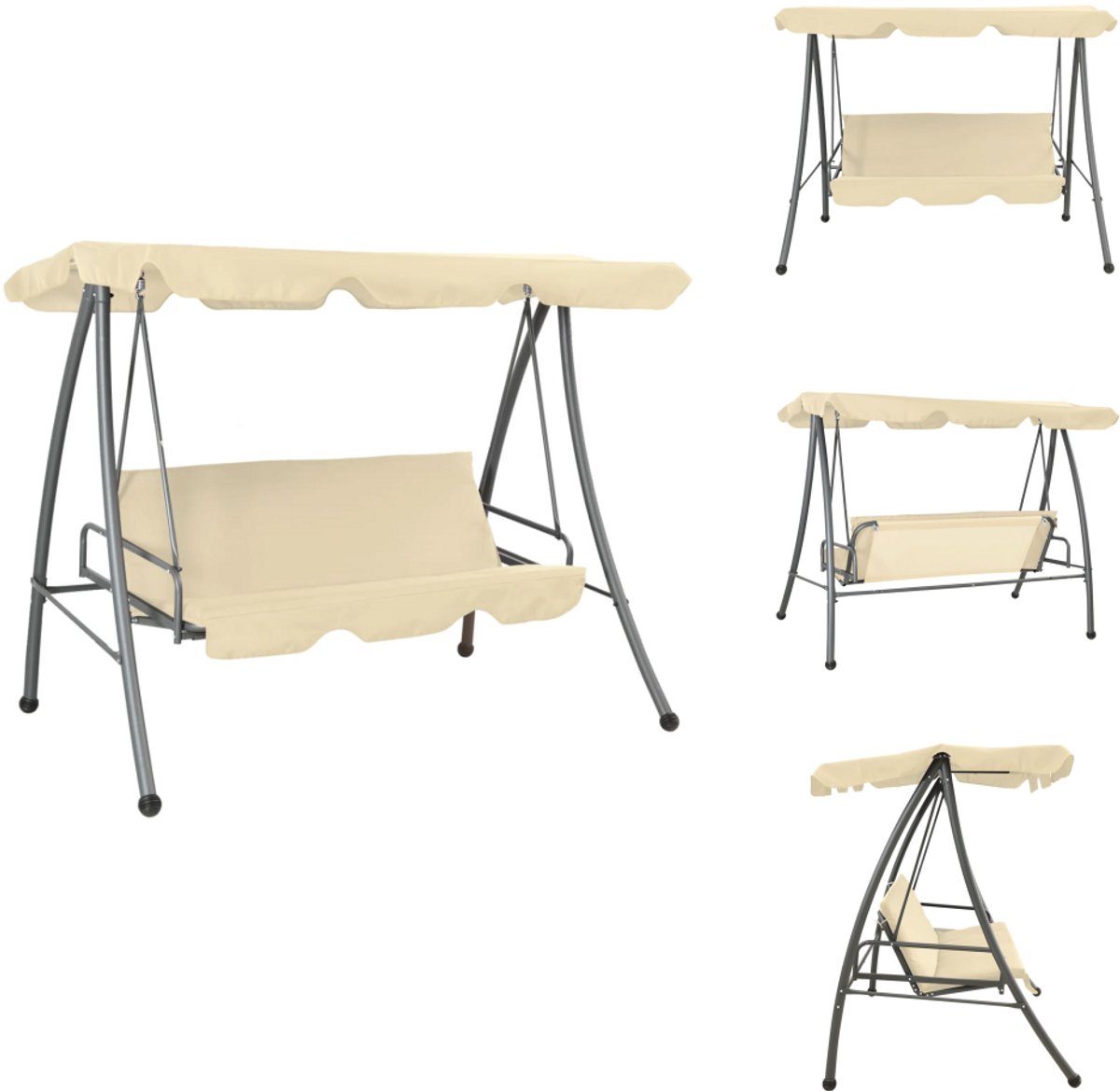 Bol.com vidaXL Schommelbank - Schommelbanken - Schommelstoel - Schommelstoelen - Schommelbank voor buiten met luifel zandwit aanbieding