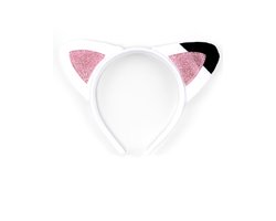 KIMU Haarband Gabby's Poppenhuis Diadeem - Poes Oortjes Kattenoren Zwart Wit Kat - Cat Poezen Oren Haar Band Kattenoortjes Festival
