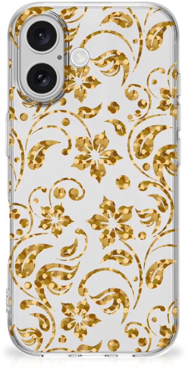 iPhone 16 TPU Case Gouden Bloemen