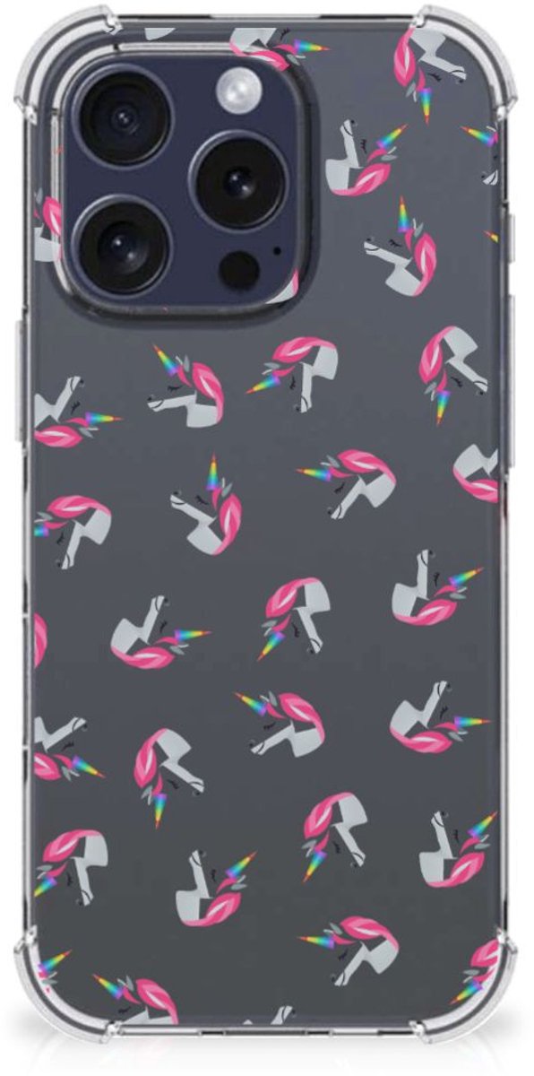 Doorzichtige Silicone Hoesje voor iPhone 16 Pro Max Unicorns