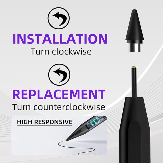 2-in-1 Active Stylus Pen - Touchscreen Pen - Stylus Pen Tablet - Pencil - Voor Tablet, Smartphone en iPad - Universele Actieve Stylus Pen met USB-C Poort - Palmrejectie - Magnetisch - Geschikt Voor o.a. Tekenen - Pencil- Teken pen - Zwart van Merkloos — afbeelding 2