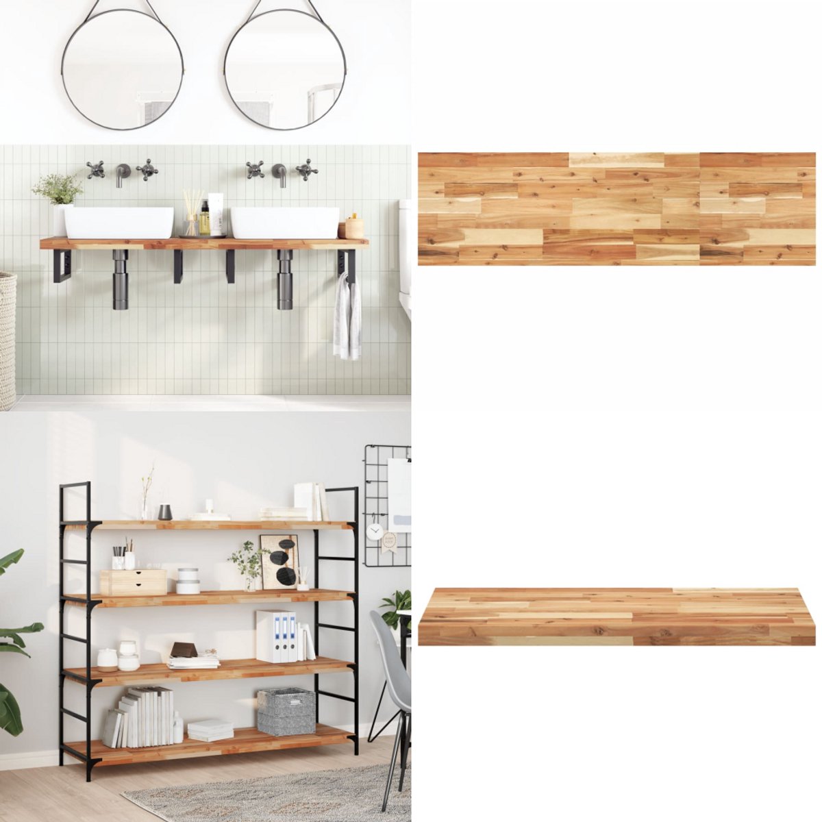 Tafelblad rechthoekig 80x30x2 cm massief acaciahout | -nl