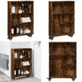 VidaXL Smalle Opbergtrolley 3-Laags Zwart - Rolbare Kantoorkast Met Wielen