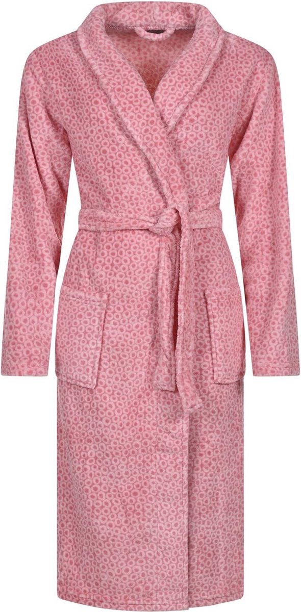 Cocodream dames badjas fleece - Pink - Warme winter ochtendjas - XL - Roze