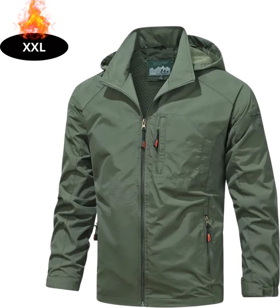 Bovista Windcoat Men - Parka - Printemps & Automne - Veste - Adulte - Coupe-vent - Coupe-vent - Plein air - Vert armée - XXL