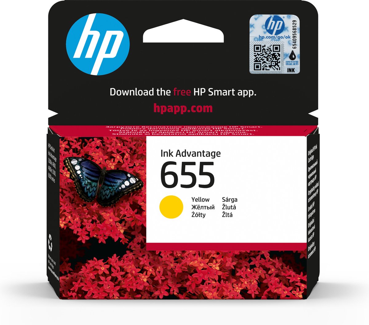 HP 655 Yellow Original Ink Advantage Cartridge inktcartridge 1 stuk(s) Geel