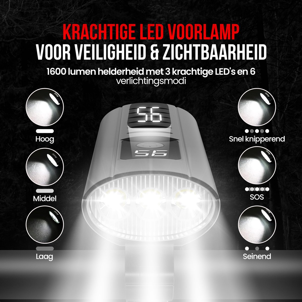 Strex Fietsverlichting Set LED 1600 lumen - Fietslamp Voorlicht & Achterlicht - Fietslampje - Fietsverlichting USB Oplaadbaar thumbnail 3