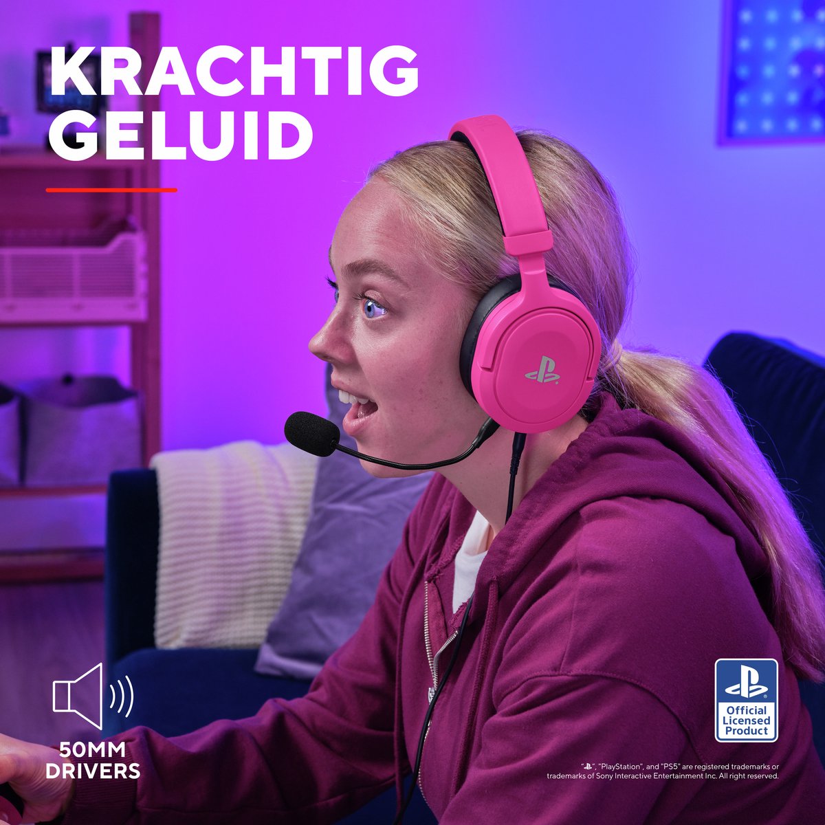 Trust GXT498R Forta - Bedrade Gaming Headset - Licensed voor PS5 - Rose thumbnail 2