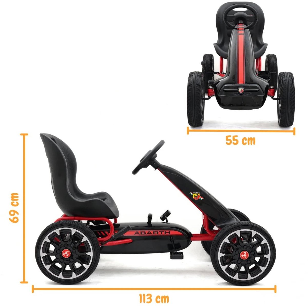 Abarth Skelter 3 tot 7 jaar – Officieel Gelicentieerde Go Kart met Skiddingmodus & EVA-Wielen – Kindervoertuig met Verstelbaar Zadel & Handrem – Zwart — afbeelding 3