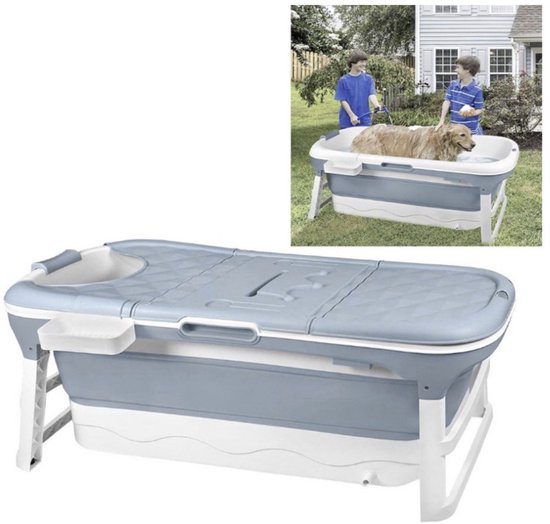 YUENFONG Badkuip voor Volwassenen, Opvouwbare Bathtub Zitbadkuip, Inklapbare Douchekuip met Afneembare Afdekking, PP Materiaal en Kunststof, Maat: 118 x 62 x 52 cm