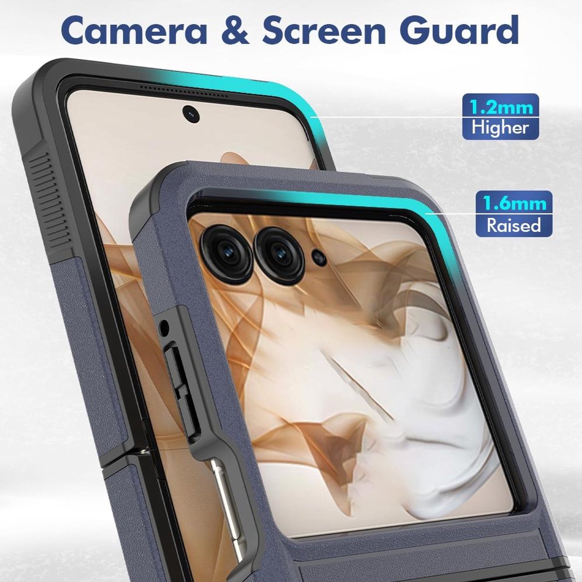 Mobigear Hoesje geschikt voor Motorola Razr 50 Telefoonhoesje Hardcase | Mobigear Heavy Armor Backcover Shockproof | Schokbestendig Razr 50 Telefoonhoesje | Anti Shock Proof - Donkerblauw