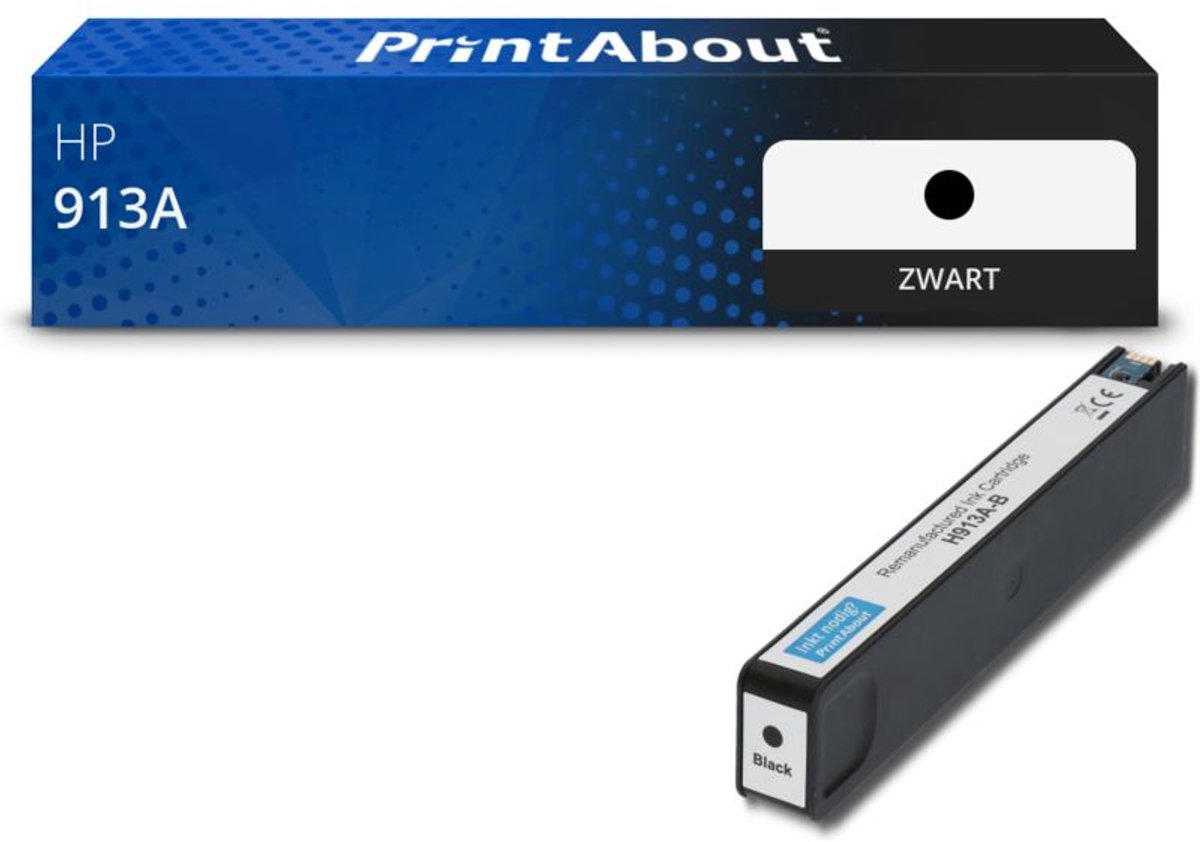 PrintAbout huismerk Inktcartridge 913A (L0R95AE) Zwart geschikt voor HP