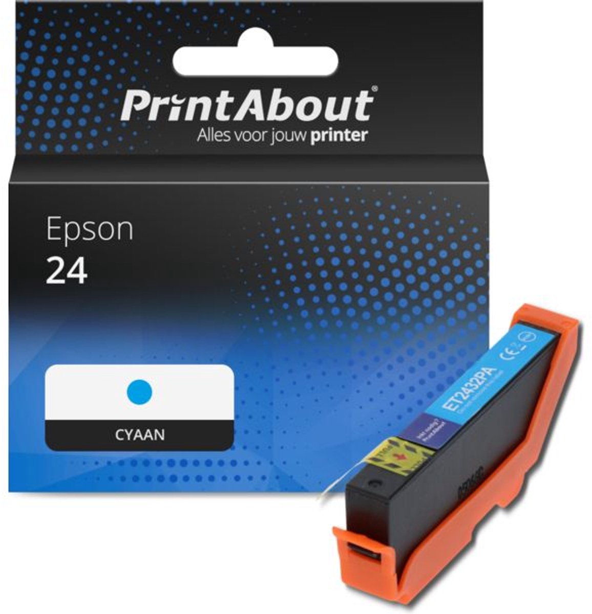 PrintAbout Huismerk Epson 24 (C13T24224012) Inktcartridge Cyaan
