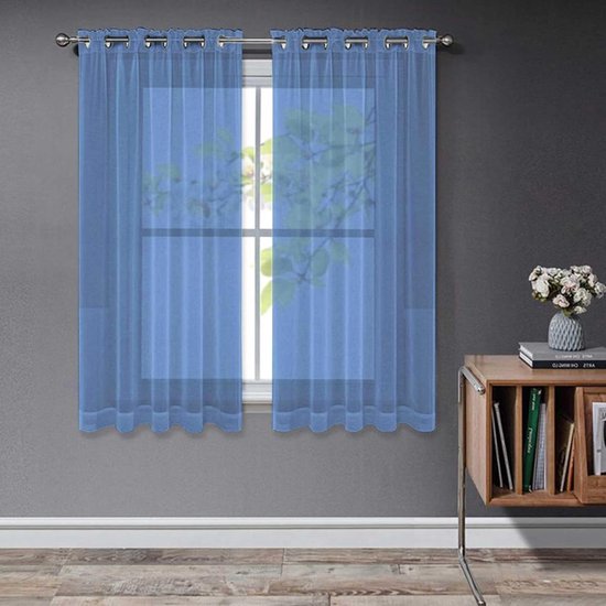 MIULEE Transparante gordijnen van voile met zachte ingestanste ringen, voor slaapkamer en woonkamer, elegant, 2 panelen, 102 x 260 cm, wit