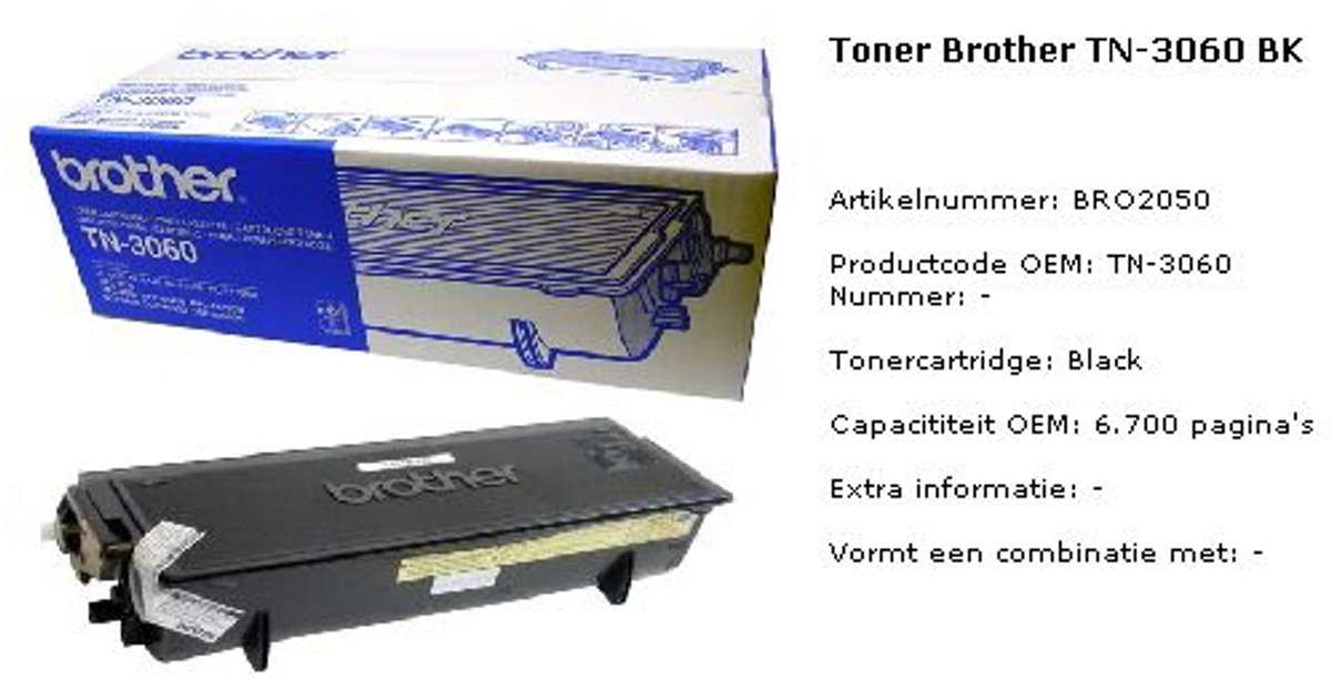 Brother TN-3060 Tonercartridge - Zwart