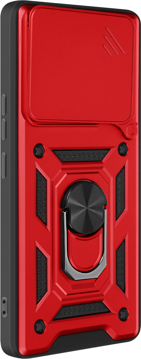 Mayaxess, Hoesje voor Xiaomi 15 Pro Steunring met camerabescherming, Rood