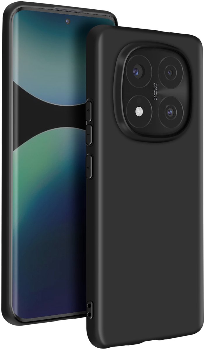 Mayaxess, Hoesje voor Xiaomi Redmi Note 14 Pro en 14 Pro Plus met dunne coating, Zwart