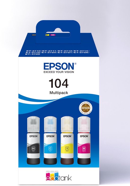 Foto: Epson 104 ecotank inktflessen multipack zwart kleur