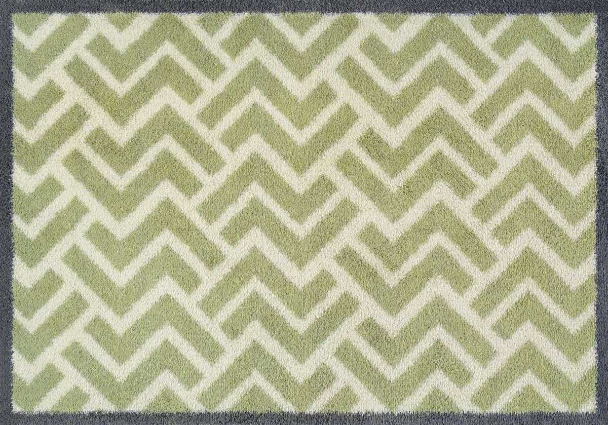 Kleen-Tex Turtle Wasbare Deurmat - Herringbone Green - 60 x 85cm