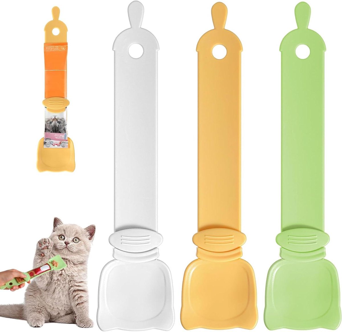 3 stuks kattenstrips knijplepel voederdispenser - Happy Spoon - kattenvoer lepel kattensnack