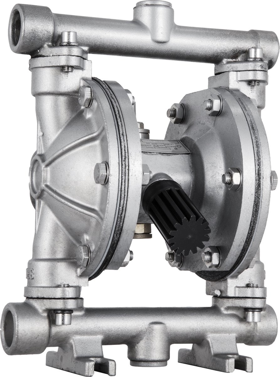 VEVOR Luchtaangedreven Dubbele Membraanpomp, 1/2" Inlaat en Uitlaat, Roestvrijstalen Behuizing, 8,8 GPM en Max. 120 PSI, Pneumatische Ptfe-Membraantransferpomp voor Aardolie, Diesel, Olie en Vloeistoffen