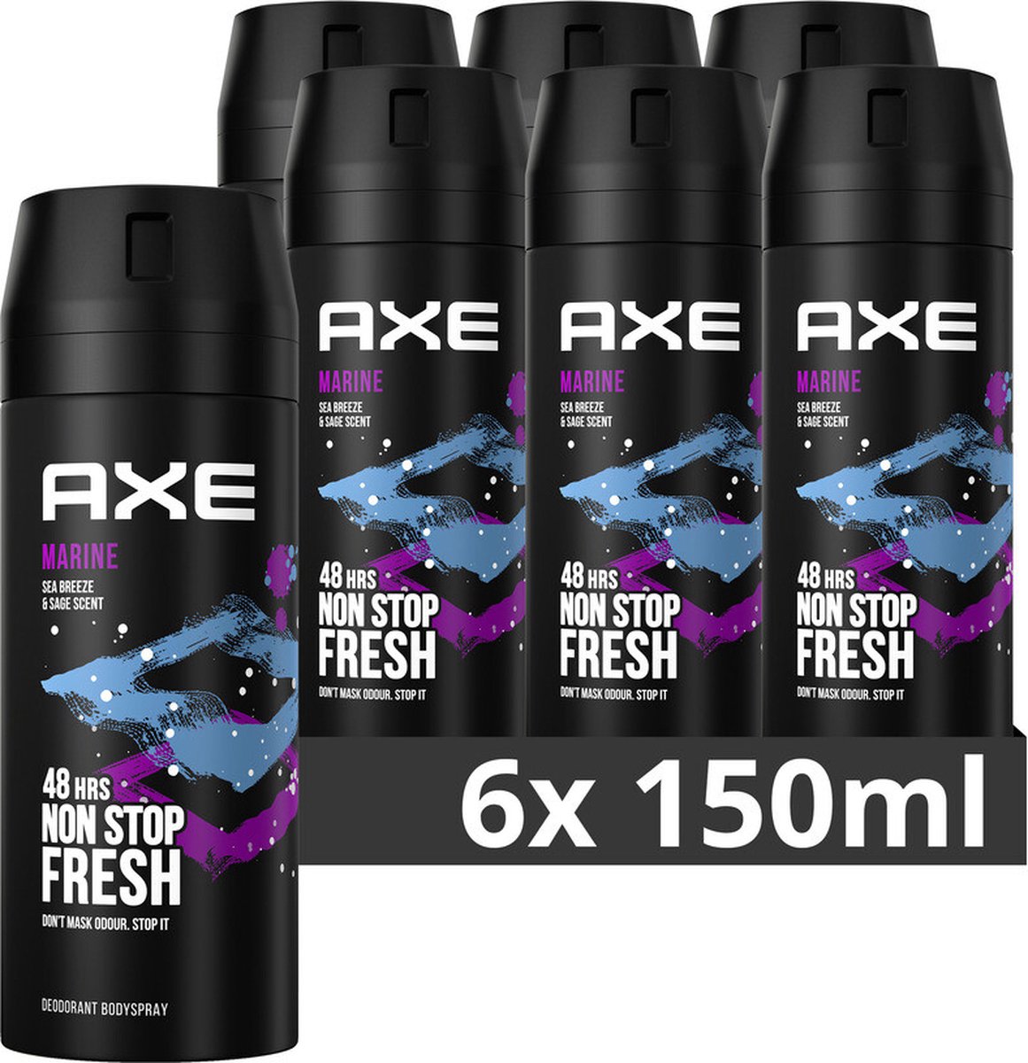 Goedkoopste AXE Marine Deodorant Bodyspray - 6 x 150 ml - Voordeelverpakking