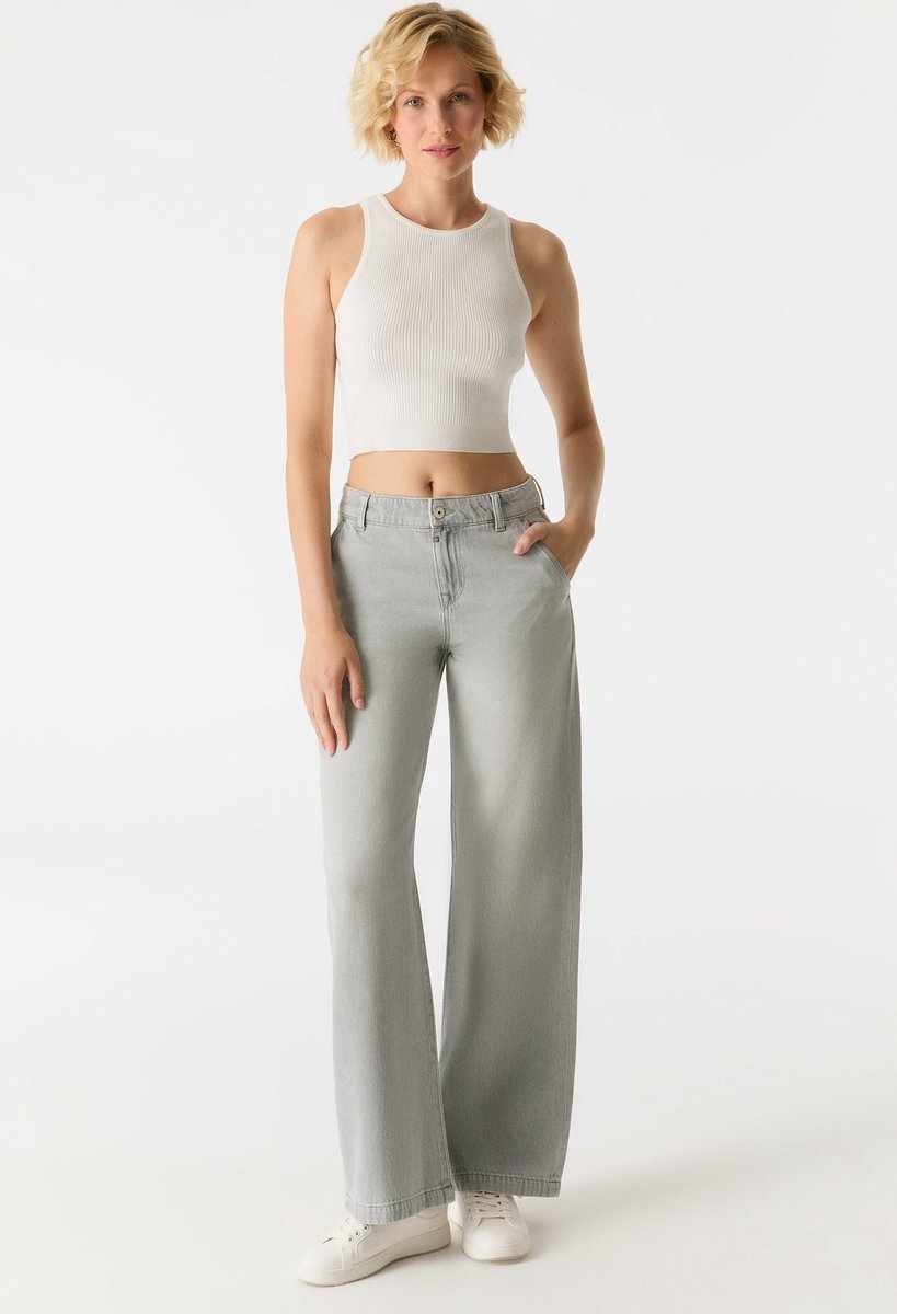 COJ - Maxine - Wide Leg Jeans - Light Grey