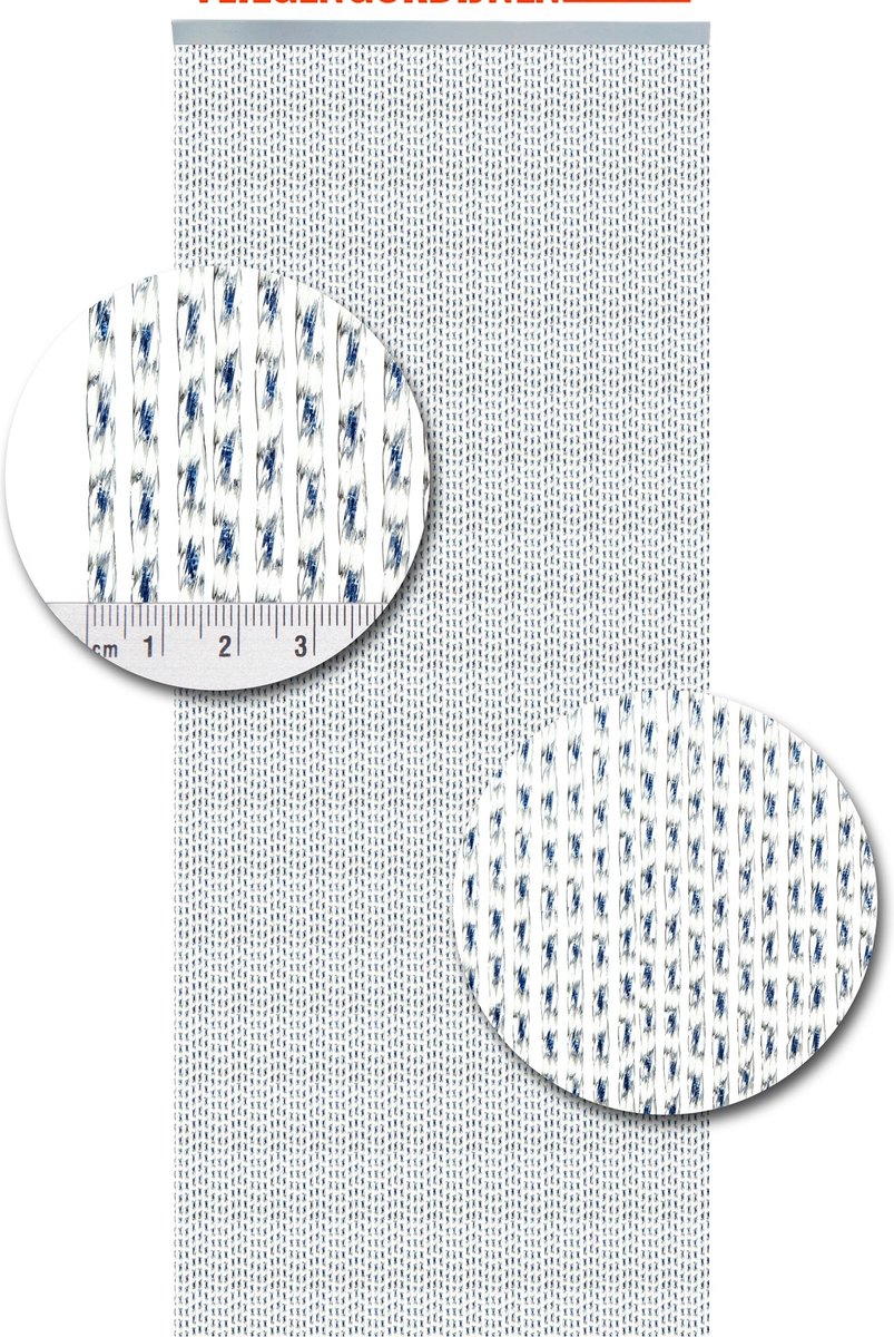 Vliegengordijnenexpert Lucca - Vliegengordijn - 100x240 cm - Transparant met Blauw