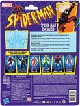 Achterkant van de verpakking met Spider-Man Unlimited en andere figuren, Marvel logo en productinformatie.