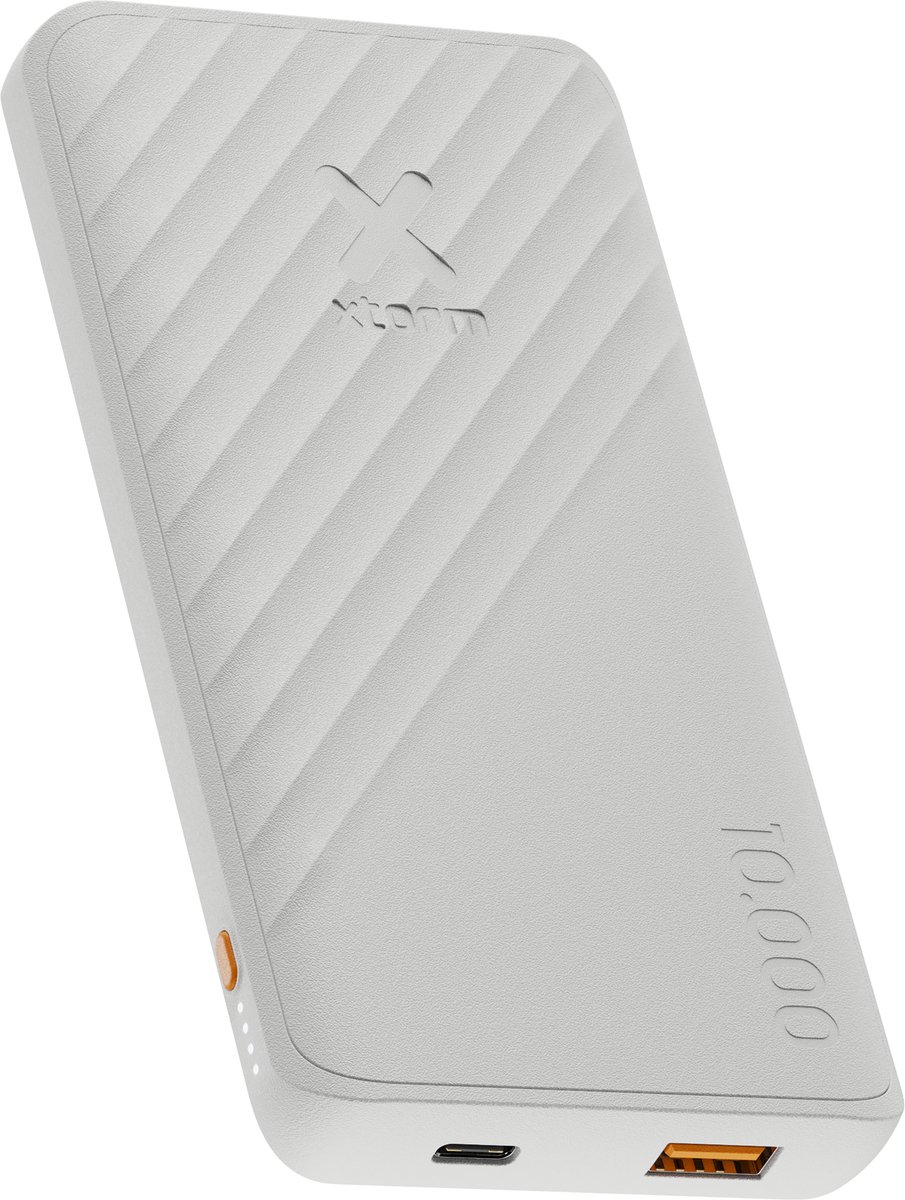 Xtorm Go2 Powerbank - 10.000mAh - 1x USB-A 1x USB-C - Krachtige powerbank - Snelle oplader Samsung en iPhone - Duurzame technologie - Ash White