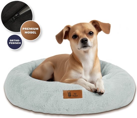 Pet Perfect Orthopedische Donut Hondenmand 60 cm – Hondenkussen – Luxe Hondenbed – Wasbaar – extra gevuld - Grijs